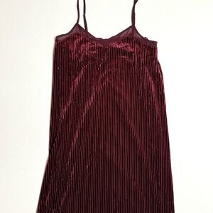 Mudd Deep Burgundy Ribbed Velvet Slip Dress Size XS
